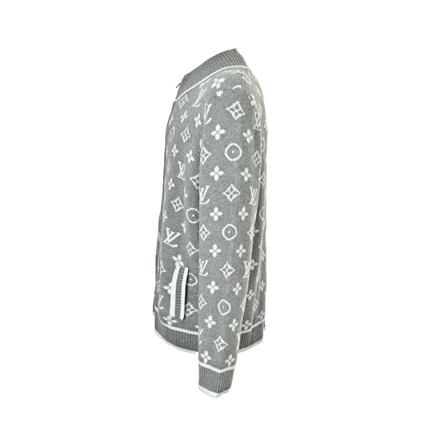 Louis Vuitton/Louis Vuitton all-over printed old flower logo jacquard zipper sweater jacket